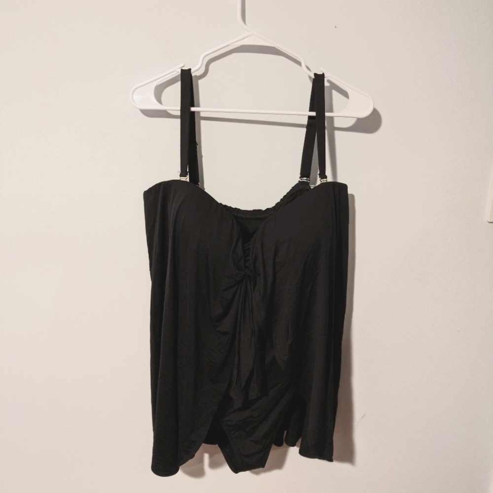 Lauren Ralph Lauren Black Bandeau Flyaway One Piece Bathing Suit Size 20W